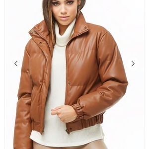 Forever 21 faux leather puffer jacket